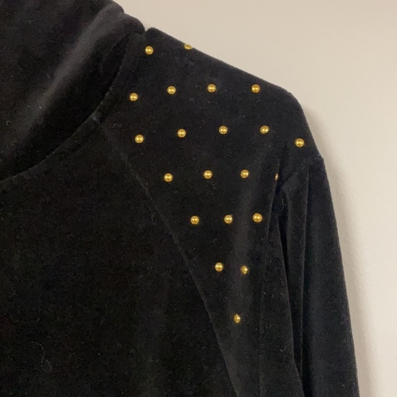 Women's Small Juicy Couture Black Velour Studded Pullover Hoodie - Picture 6 of 8